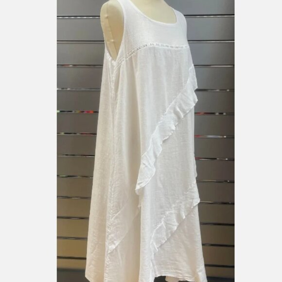OBSESSION by ELLE - COTTON & LINEN SUN DRESS - up to US14- BNWT - WHITE - Picture 2 of 3